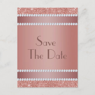 Glitzy Roos Gold & Diamond Gem Birthday Party Aankondigingskaart