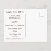 Glitzy Roos Gold & Diamond Gem Birthday Party Aankondigingskaart (Achterkant)