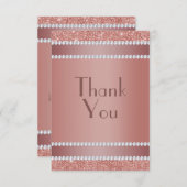 Glitzy Roos Gold & Diamond Gem Birthday Party Bedankkaart (Voorkant / Achterkant)