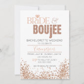 Glitzy Roos Gold I Bachelorette Weekenduitnodiging Kaart (Voorkant)