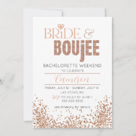 Glitzy Roos Gold I Bachelorette Weekenduitnodiging Kaart