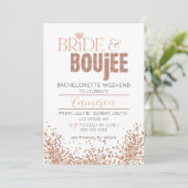 Glitzy Roos Gold I Bachelorette Weekenduitnodiging Kaart (Staand voorkant)