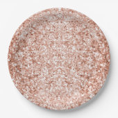 Glitzy Roos Gouden Glitter Verjaardag Papieren Bordje (Voorkant)