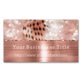 Glitzy Roos Gouden Sparkle Cheetah Magnetisch Visitekaartje