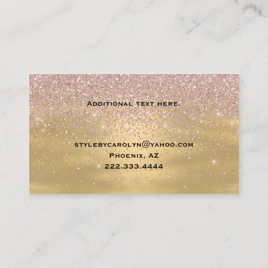 Glitzy Roze en Gold Glittery Visitekaartje (Achterkant)