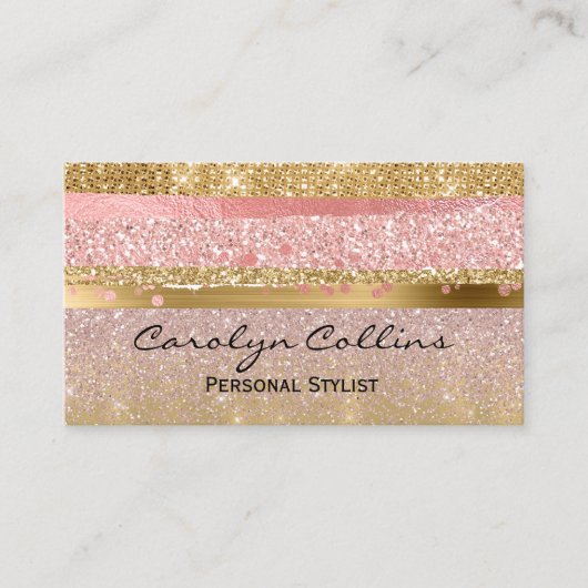 Glitzy Roze en Gold Glittery Visitekaartje (Voorkant)
