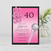 Glitzy Roze Muzieknoten & Micro Karaoke Verjaardag Kaart (Staand voorkant)