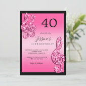 Glitzy Roze Muzieknoten Verjaardag Kaart (Staand voorkant)