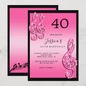 Glitzy Roze Muzieknoten Verjaardag Kaart (Voorkant / Achterkant)