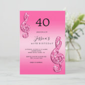 Glitzy Roze Muzieknoten Verjaardag Kaart (Staand voorkant)