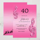 Glitzy Roze Muzieknoten Verjaardag Kaart (Voorkant / Achterkant)