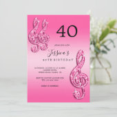 Glitzy Roze Muzieknoten Verjaardag Kaart (Staand voorkant)