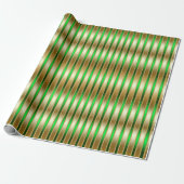 Glitzy Shiny Gold en Green Stripes Cadeaupapier (Uitgerold)