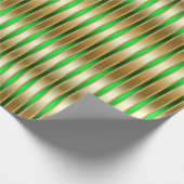 Glitzy Shiny Gold en Green Stripes Cadeaupapier (Hoek)