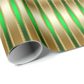 Glitzy Shiny Gold en Green Stripes Cadeaupapier (Rol Hoek)