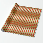 Glitzy Shiny Gold en Red Stripes Cadeaupapier (Uitgerold)