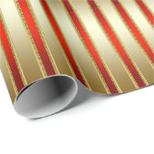 Glitzy Shiny Gold en Red Stripes Cadeaupapier (Rol Hoek)