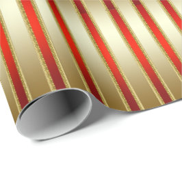 Glitzy Shiny Gold en Red Stripes Cadeaupapier