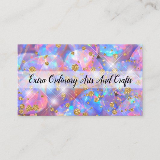 Glitzy Sieraden Visitekaartjes Opale Achtergrond (Voorkant)