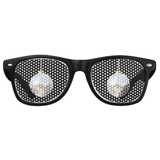 Glitzy Silver Ball New Year's Eve Day Celebration Retro Zonnebril (Voorkant)