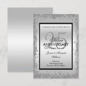 Glitzy Silver & Black 25th Wedding Jubileum (Voorkant / Achterkant)