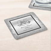 Glitzy Silver & Black 25th Wedding Jubileum Kartonnen Onderzetters (Schuin)