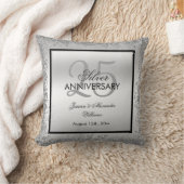 Glitzy Silver & Black 25th Wedding Jubileum Kussen (Deken)