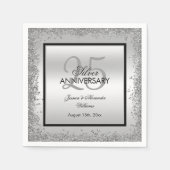 Glitzy Silver & Black 25th Wedding Jubileum Servet (Voorkant)
