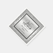 Glitzy Silver & Black 25th Wedding Jubileum Servet (Hoek)