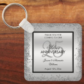 Glitzy Silver & Black 25th Wedding Jubileum Sleutelhanger (Voorkant)
