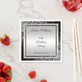 Glitzy Silver Confetti Corners 25th Birthday Servet (Insitu)
