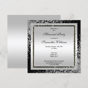Glitzy Silver Confetti Corners Memorial Kaart