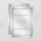 Glitzy Silver en Diamonds kijken naar 90e verjaard Kaart (Voorkant / Achterkant)