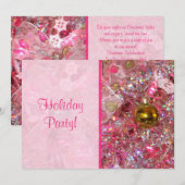 Glitzy Silver en Pink Holiday Party Uitnodiging (Voorkant / Achterkant)