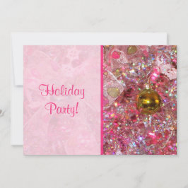 Glitzy Silver en Pink Holiday Party Uitnodiging