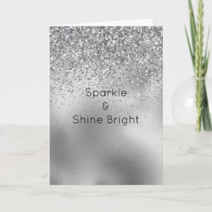 Glitzy Silver Glam Glitter Sparkle Kaart