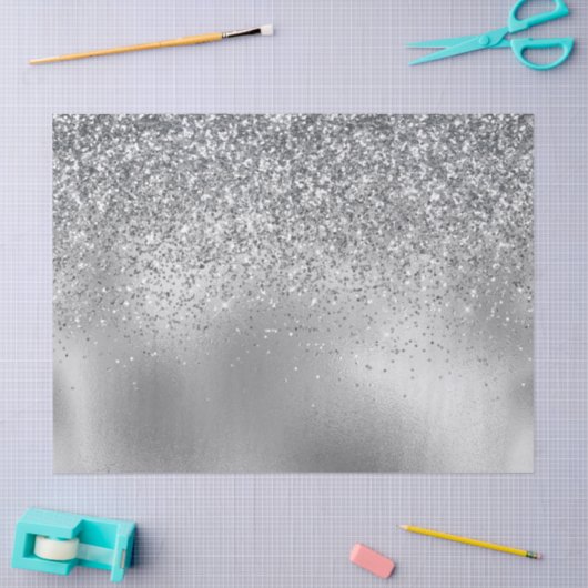 Glitzy Silver Glam Sparkle Glitter Tissuepapier (Craft)
