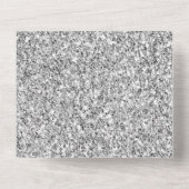 Glitzy Silver Glitter All In One Uitnodiging (Achterkant)