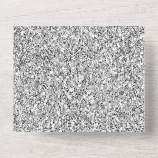 Glitzy Silver Glitter All In One Uitnodiging (Achterkant)