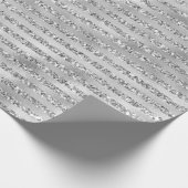 Glitzy Silver Glitter Stripes Cadeaupapier (Hoek)