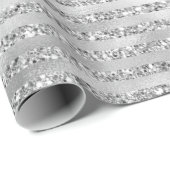 Glitzy Silver Glitter Stripes Cadeaupapier (Rol Hoek)