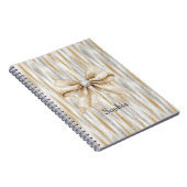 Glitzy Silver Gold Stripes Cream Bow Notitieboek (Rechterzijde)