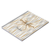 Glitzy Silver Gold Stripes Cream Bow Notitieboek (Linkerzijde)