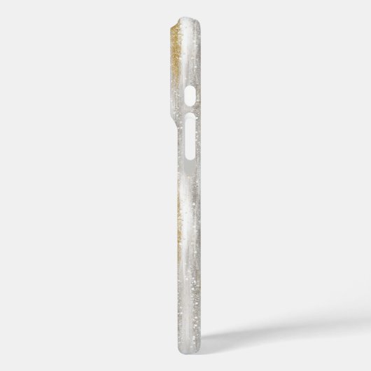 Glitzy Silver Gold Stripes White Cupcake Bow Case-Mate iPhone Case (Achterkant / Links)