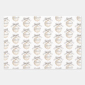 Glitzy Silver Santa Hats Bows Ornaments Christmas Inpakpapier Vel (Voorkant 3)