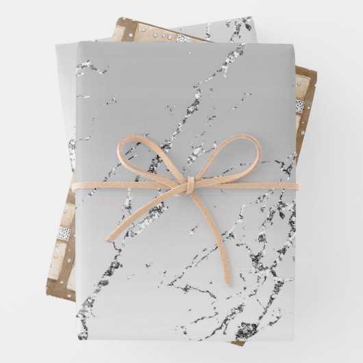 Glitzy Silver White Cupcake Bow Birthday Inpakpapier Vel (In situ)