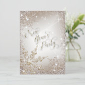 Glitzy Snowflakes Gold Nieuwjaar Eve Party Kaart (Staand voorkant)