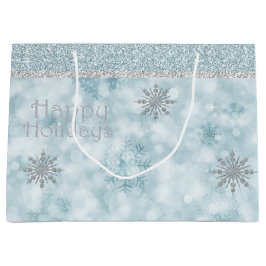 Glitzy Snowflakes Holiday Gift Bag Large Cadeautasje