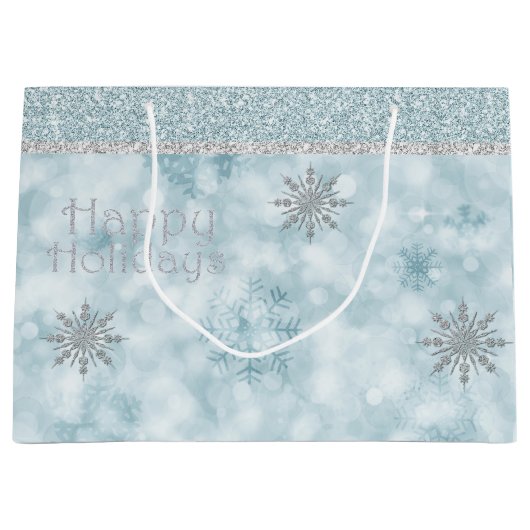 Glitzy Snowflakes Holiday Gift Bag Large Cadeautasje (Voorkant)