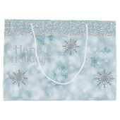 Glitzy Snowflakes Holiday Gift Bag Large Cadeautasje (Achterkant)
